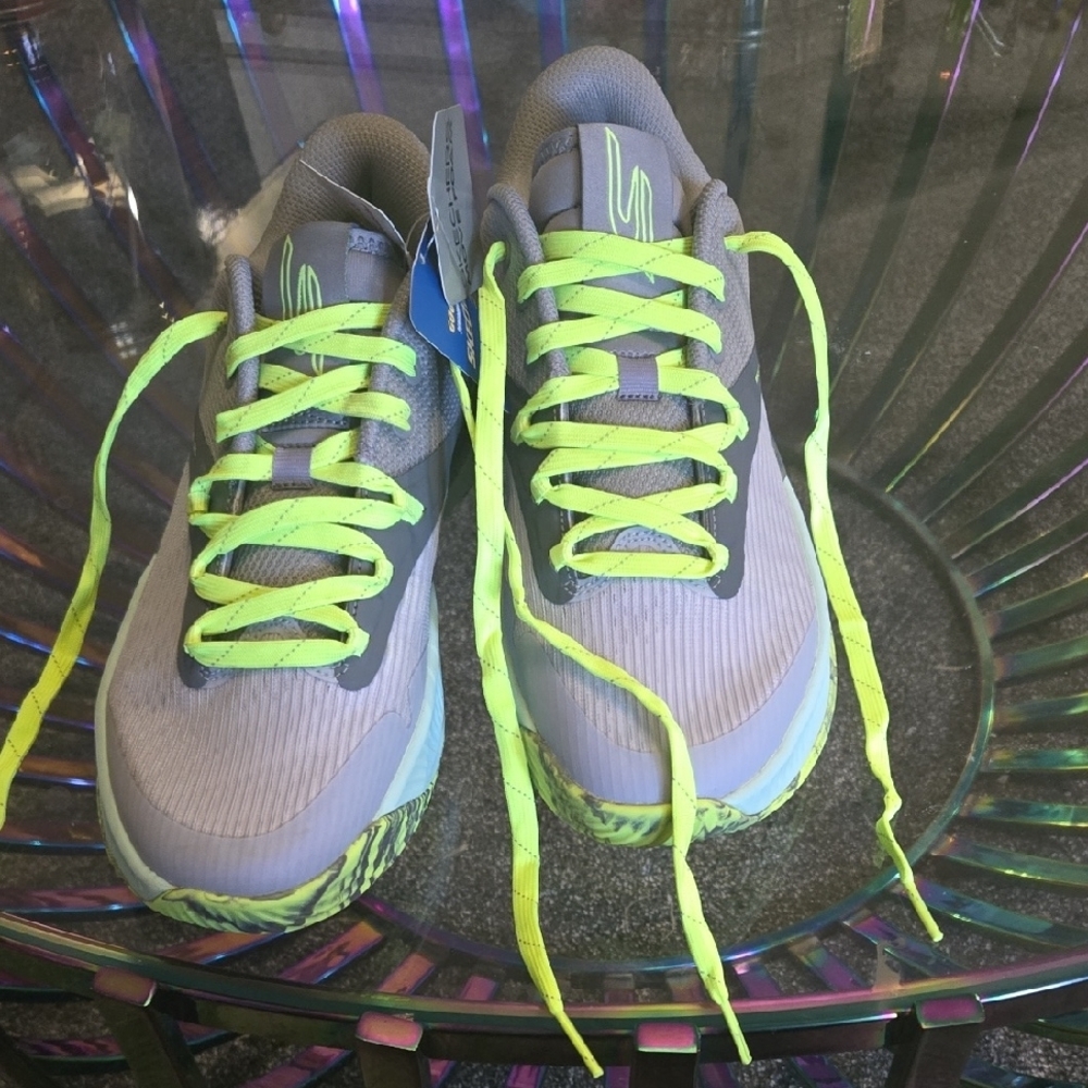 Sketchers XKX NEXUS Gray and Neon Green Athletic Shoes NWT